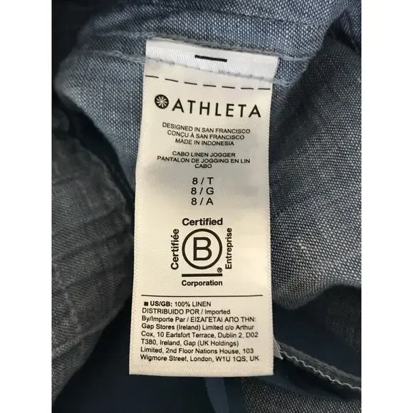 Athleta Cabo Linen Jogger Light Wash Chambray Pants Size 8 Tall - Picture 7 of 7